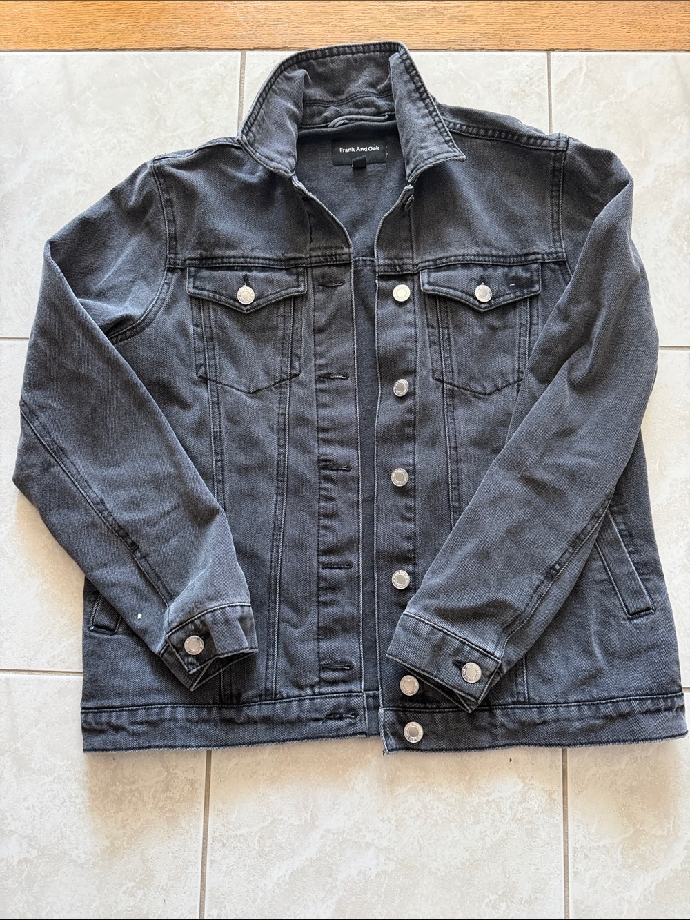 Frank And Oak Charcoal Denim Jacket size medium